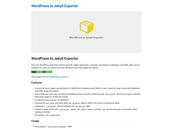 Wordpress To Jekyll Exporter screenshot