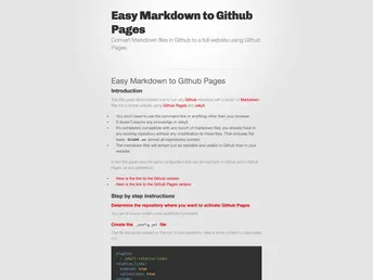 Easy Markdown To Github Pages screenshot