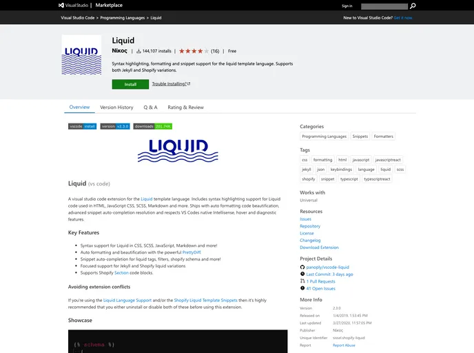 Vscode Liquid screenshot