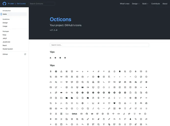 Octicons screenshot